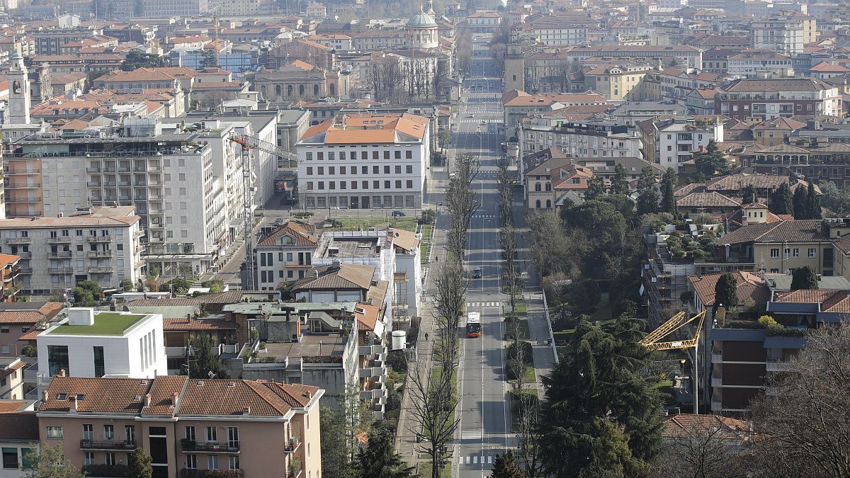 A view of Bergamo, Italy, Tuesday, March 17, 2020. 