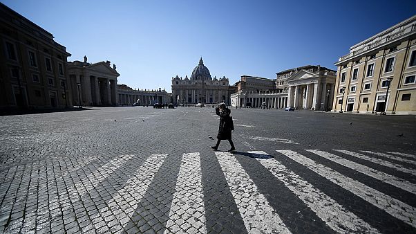 Une rue de Rome quasi déserte, près du Vatican, le 19 mars 2020. Une rue de Rome quasi déserte, près du Vatican, le 19 mars 2020.