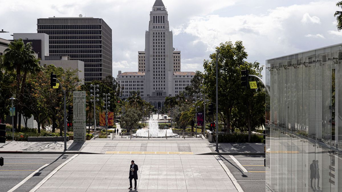 Le centre-ville de Los Angeles quasi désert, le 19 mars 2020.