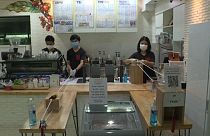 Shop pulleys maintain social distancing in Thailand