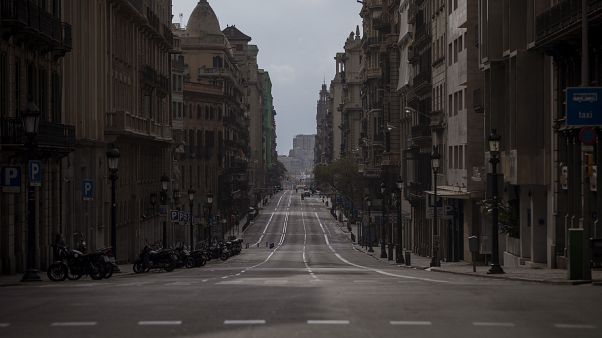 شوارع مقفرة ي مدينة برشلونة الإسبانة.2020/03/22 شوارع مقفرة ي مدينة برشلونة الإسبانة.2020/03/22
