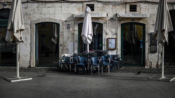 Closed restaurants are pictured in downtown Lisbon Closed restaurants are pictured in downtown Lisbon