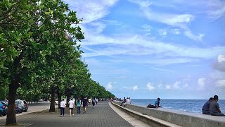 Blue skies on the Marina Drive, Mumbai, India