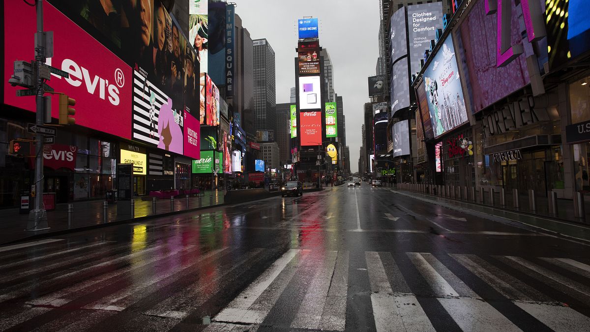 Times Square, en plein New York, comme on ne l'avait jamais vu, le 23 mars 2020