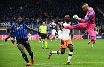 جانب من مبارة بين نادي أتالنتا بيرغامو الإيطالي وفالنسيا الإسباني في دوري أبطال أوروبا 19.02.20