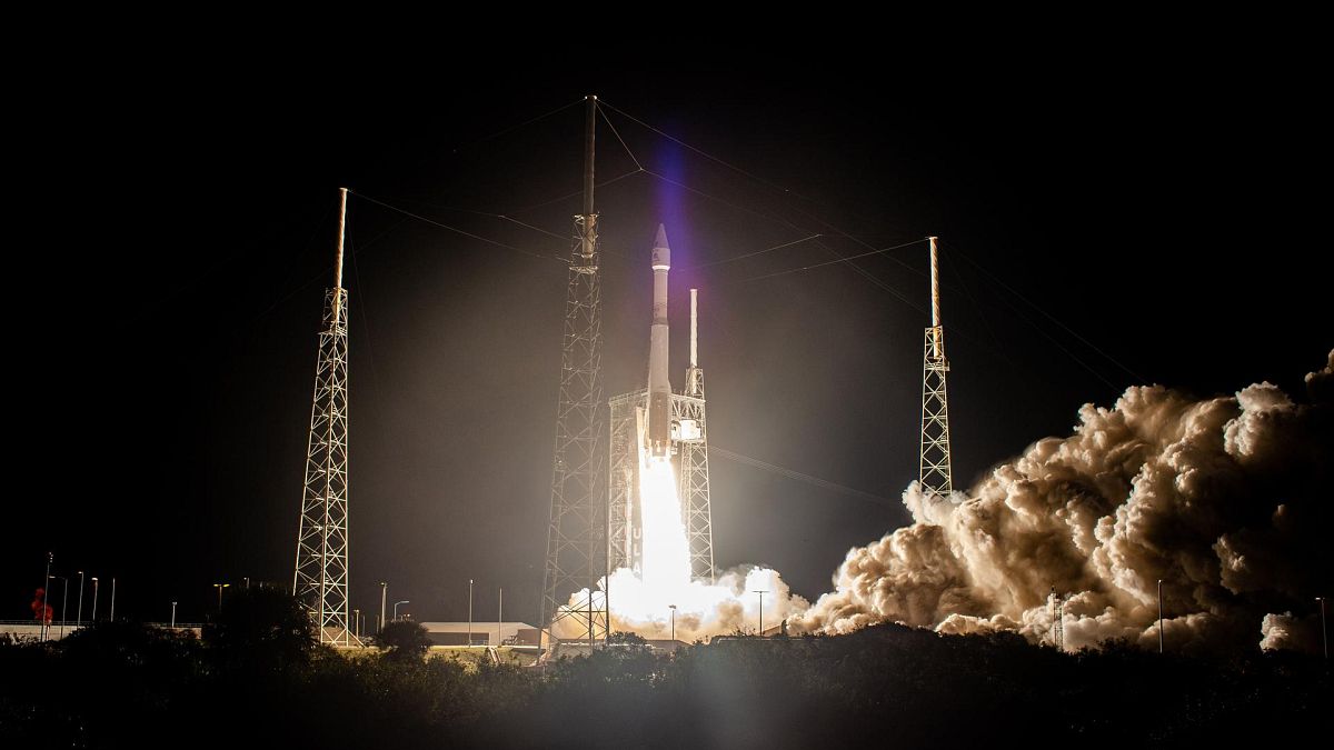The United Launch Alliance Atlas V rocket, carrying the Solar Orbiter, lifts off