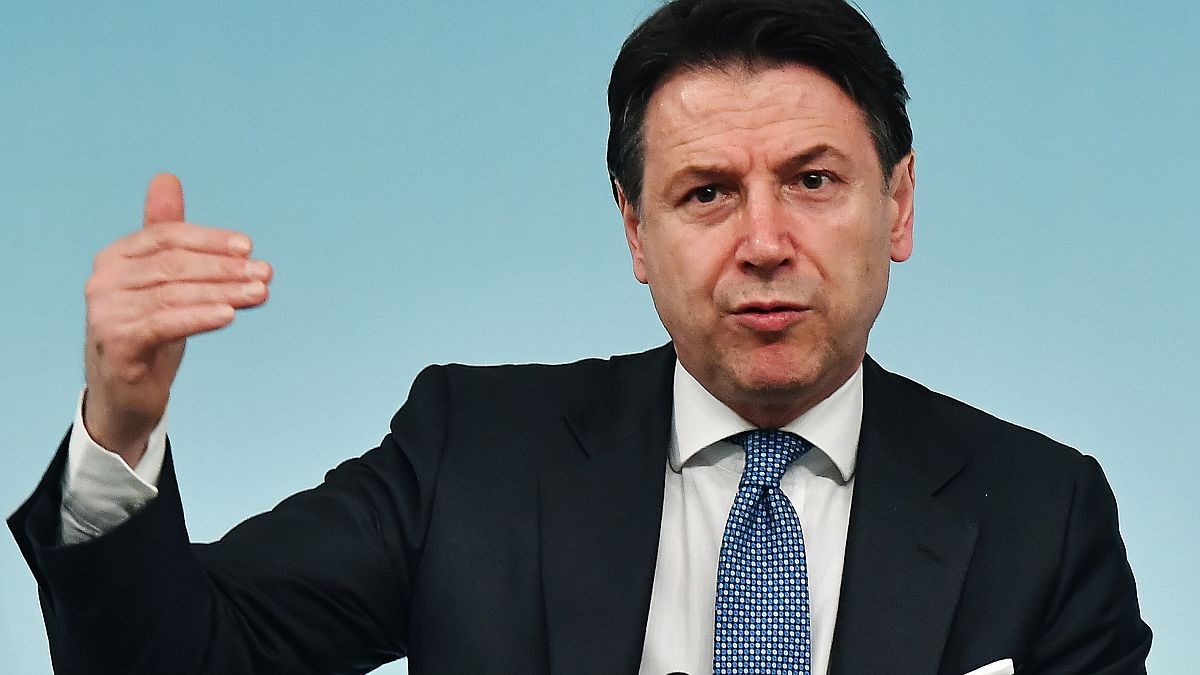 In this photo taken on March 04, 2020 Italy's Prime Minister Giuseppe Conte speaks during a press conference held at Rome's Chigi Palace