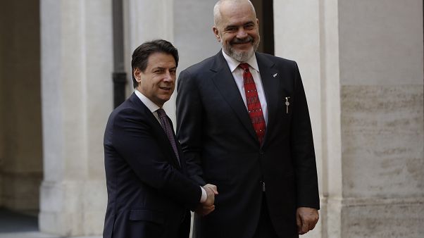 The leaders of Italy and Albania, Giuseppe Conte and Edi Rama, in January 2020 The leaders of Italy and Albania, Giuseppe Conte and Edi Rama, in January 2020