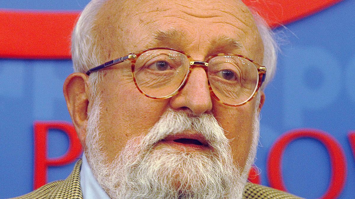 Polish composer Krzysztof Penderecki at a news conference in Warsaw, Poland, Monday, Sept. 16, 2013.