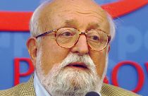 Polish composer Krzysztof Penderecki at a news conference in Warsaw, Poland, Monday, Sept. 16, 2013.