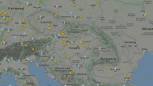 A FlightRadar térképe 2020. március 29-én kora délután A FlightRadar térképe 2020. március 29-én kora délután