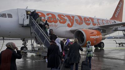 EasyJet flight boarding.