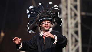 Jamiroquai performing at the 'Hard Rock Calling 2010' event in Hyde Park, London. Saturday, June 26, 2010. (AP Photo/Andy Paradise) **EDITORIAL USE ONLY**