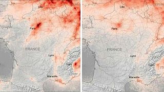 مقارنة لحالة التلوف في سماء باريس قبل الحجر الصحي وأثناءه إلى غاية تاريخ 2020/03/30