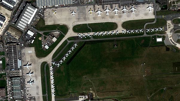 Vue satellite de l'aéroport de Paris Charles de Gaulle, le 27 mars 2020. Vue satellite de l'aéroport de Paris Charles de Gaulle, le 27 mars 2020.
