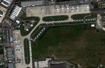 Virus Outbreak France - Planes parked at Paris Airport Charles de Gaulle