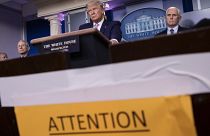 President Trump with Dr Anthony Fauci, director of the National Institute of Allergy and Infectious Diseases and Vice President Mike Pence at the White House, April 1, 2020.