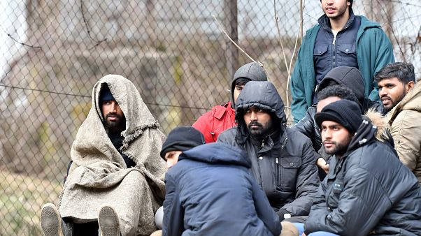 Eine Gruppe Migranten in Bosnien Eine Gruppe Migranten in Bosnien