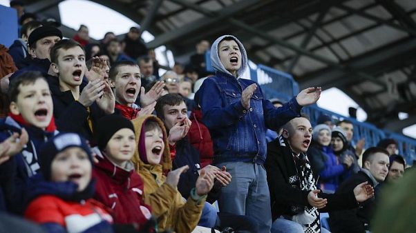 Fans bei einem Fußballspiel in Weißrussland am 27. März 2020 Fans bei einem Fußballspiel in Weißrussland am 27. März 2020