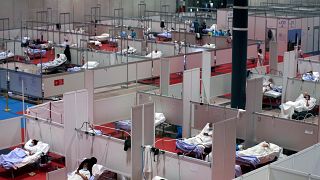 A temporary field hospital for COVID-19 patients in Madrid