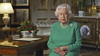 Britain's Queen Elizabeth II addresses the nation in a rare address amid the coronavirus pandemic.