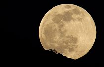 The full super snow moon is pictured on February 8, 2020, in Oregon, USA
