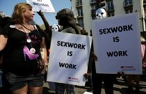 Arşiv, 8 Nisan 2017 tarihinde Paris'te seks işçilerinin haklarına yönelik bir gösteri
