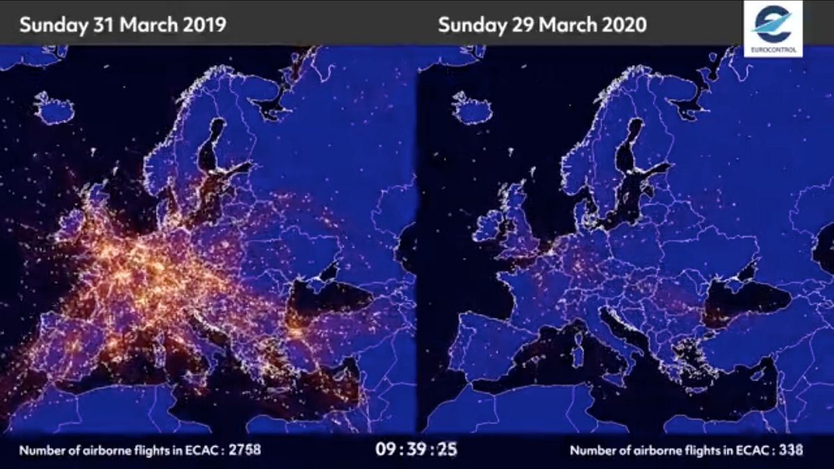 El antes y el después de la pandemia del coronavirus en el tráfico aéreo europeo