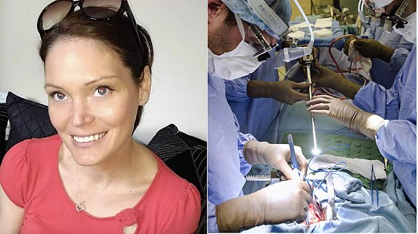 Vicki Meredrew (left) with surgery file picture (right) Vicki Meredrew (left) with surgery file picture (right)