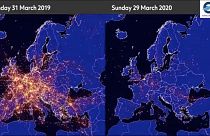 These images show how flights over European air space have plummeted amid the coronavirus lockdowns