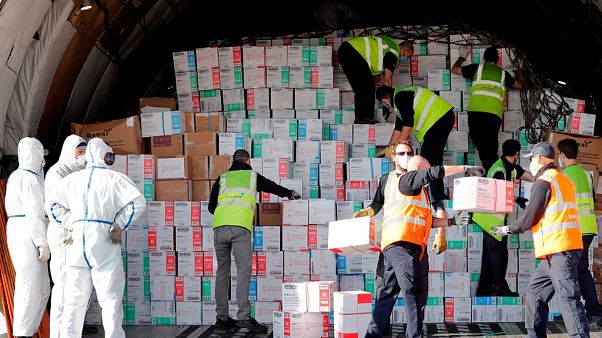 A plane carrying medical equipment to cope with the coronavirus outbreak in the Valencian region A plane carrying medical equipment to cope with the coronavirus outbreak in the Valencian region