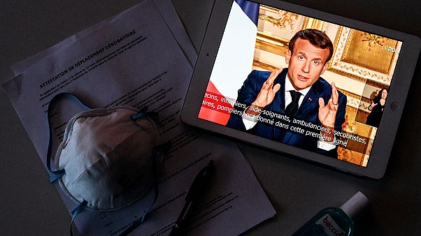 Le président de la République française Emmanuel Macron lors de son discours du 13 avril 2020. Le président de la République française Emmanuel Macron lors de son discours du 13 avril 2020.