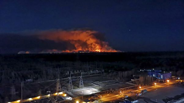 Ukrayna'da Çernobil bölgesine yaklaşan yangınlara ilişkin ...