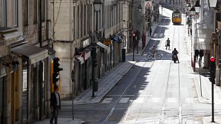 An empty street in Lisbon.