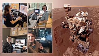 Members of NASA's Curiosity Mars rover mission team photographed themselves on March 20, 2020, the first day the entire mission team worked remotely from home.