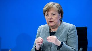 German Chancellor Angela Merkel addresses a press conference on German government's measures to avoid further spread of the novel coronavirus COVID-19, on April 15, 2020