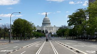 La Pennsylvania Avenue déserte devant le Capitole des États-Unis à Washington, le 15 avril 2020.