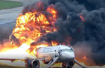 تصاویر تازه‌ای از آتش گرفتن هواپیمای روسیه