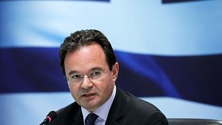 File - July 5, 2010, then Greek Finance Minister George Papaconstantinou speaks during a news conference in Athens