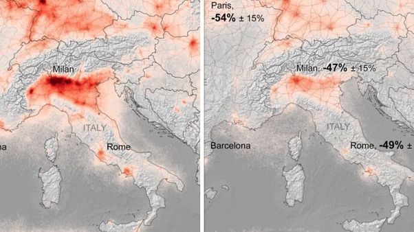 Air pollution plummets by more than 45% in major European cities Air pollution plummets by more than 45% in major European cities