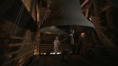 Notre Dame Cathedral`'s bell rings a year after devastating fire