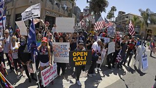 ABD'nin Kaliforniya eyaletinde düzenlenen karantina karşıtı protesto