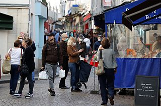 Rue Mouffetard, Paris April 19, 2020 (Photo by FRANCOIS GUILLOT / AFP)