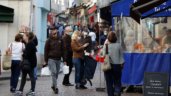 Rue Mouffetard, Paris April 19, 2020 (Photo by FRANCOIS GUILLOT / AFP) Rue Mouffetard, Paris April 19, 2020 (Photo by FRANCOIS GUILLOT / AFP)