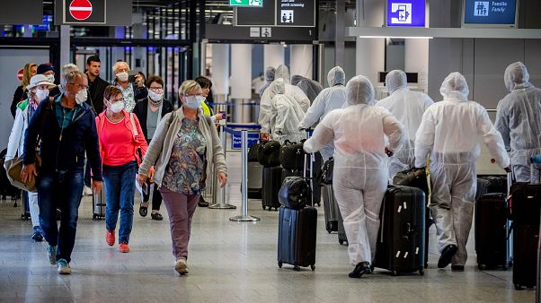 The security checkpoing at the airport in Frankfurt, Germany on 18 April.