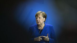 German Chancellor Angela Merkel in Berlin, Germany, on April 20, 2020. (Photo by Markus Schreiber / POOL / AFP)