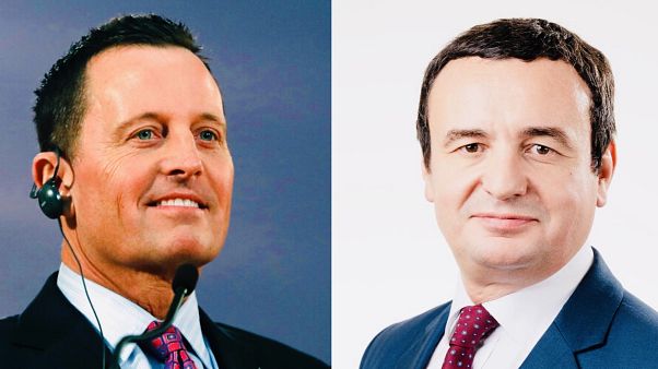 Richard Grenell amerikai diplomata és Alban Kurti, Koszovó ügyvivő miniszterelnöke Richard Grenell amerikai diplomata és Alban Kurti, Koszovó ügyvivő miniszterelnöke