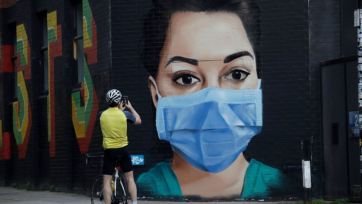 A mural in east London shows appreciation for NHS workers 