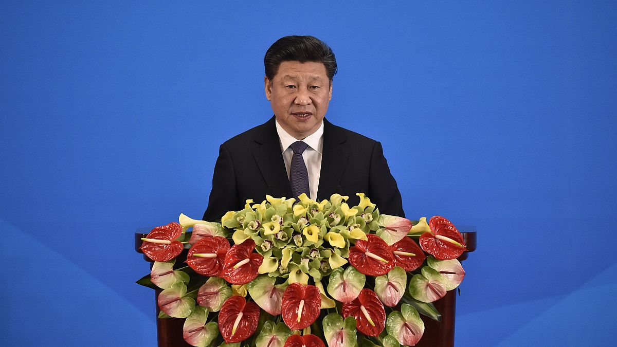 China's President Xi Jinping delivers a speech at the Diaoyutai State Guesthouse in Beijing Apr28, 2016 (KYODO NEWS/IORI SAGISAWA-POOL)