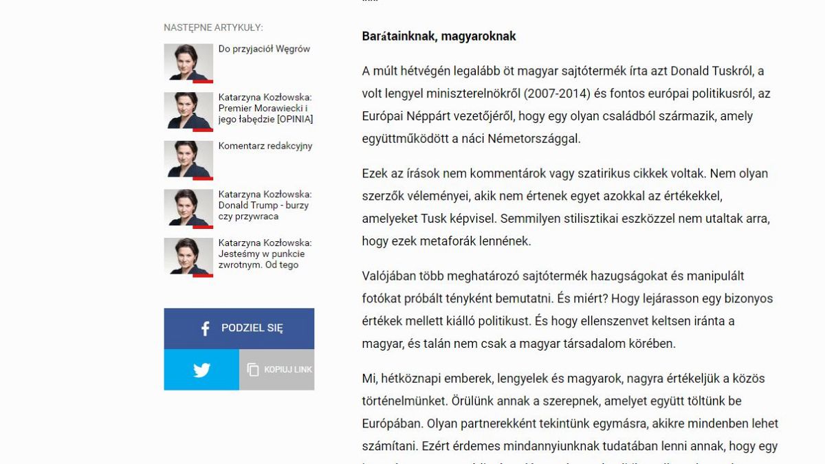 Magyar nyelven követel bocsánatkérést egy lengyel lap a hamisított Tusk-fotó miatt